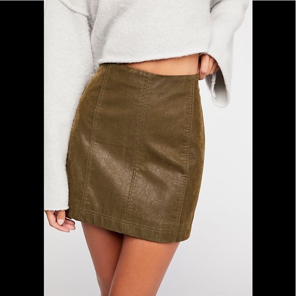 Free People Dresses & Skirts - Free People mini skirt vegan faux suede green 0 nwt